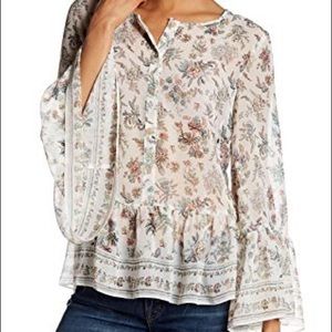 Max Studio Boho Bell Sleeve Floral Blouse